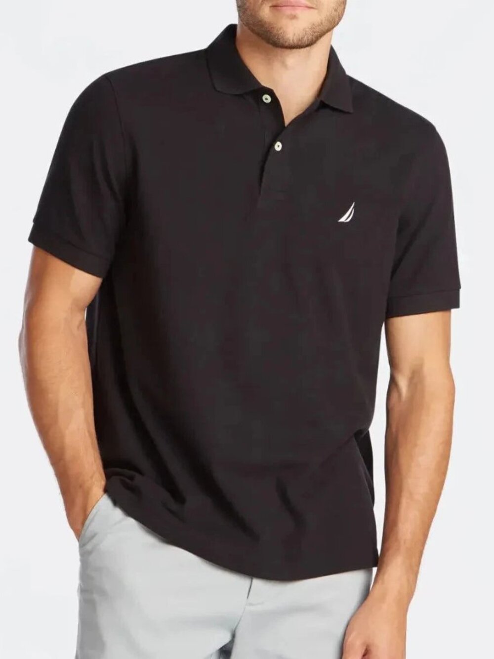 Nautica Men's Slim Fit Mesh Short Sleeve Polo Shirt Black Size X-Large